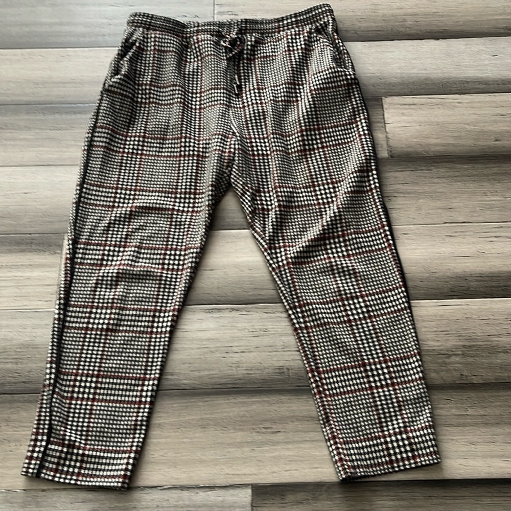 by Anthropologie Black White Print Pull On Pants Size M